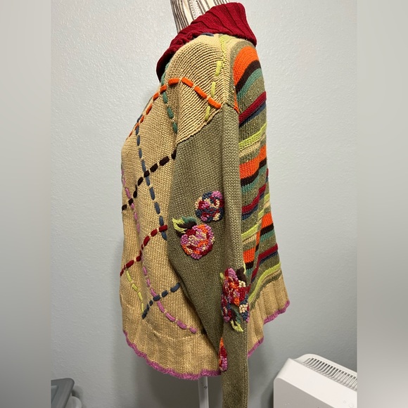 Vintage Susan Bristol knit sweater petite small multi colored button cardigan - Picture 5 of 10